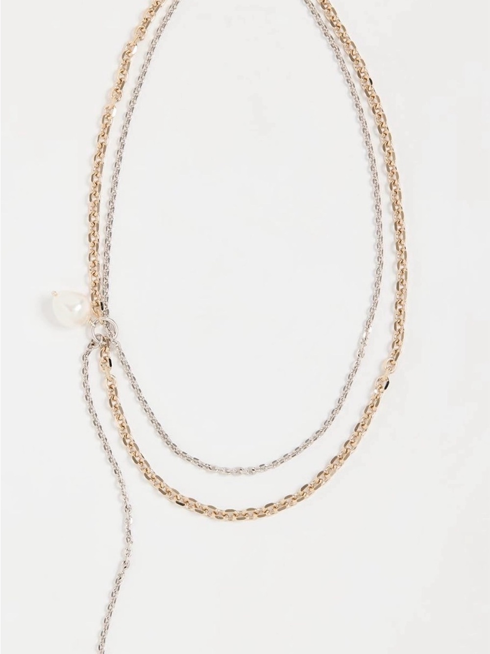 Justine Clenquet Two-Tone Pearl Drop Dean Necklace in Silver & Gold